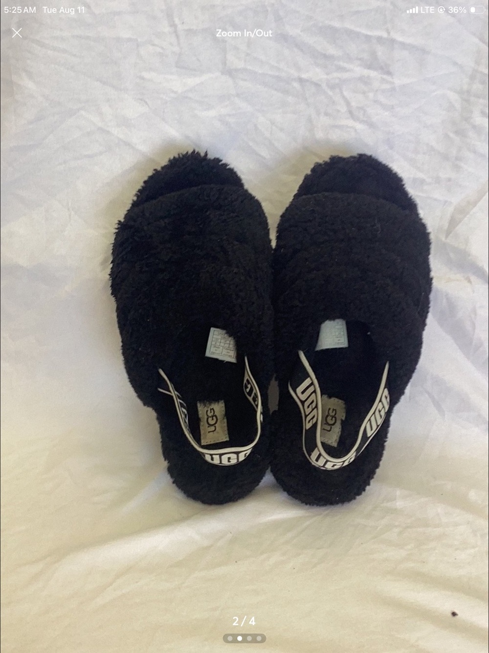 UGG Women’s Black Fluff Slingback Slide - Picture 2 of 4